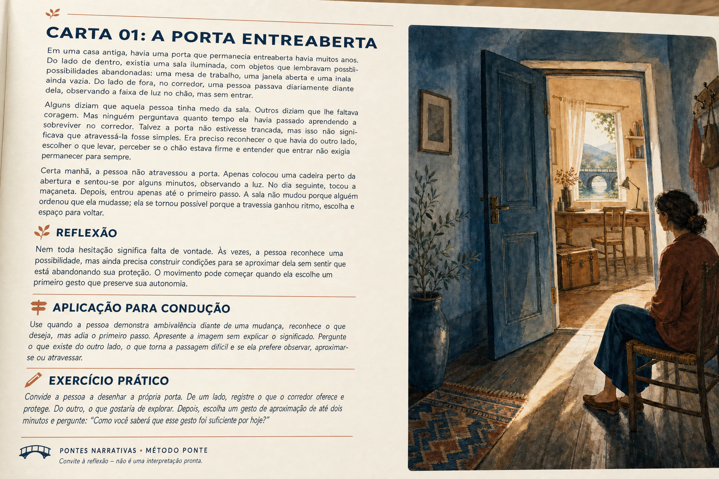 Close da narrativa desenvolvida em uma carta Pontes Narrativas